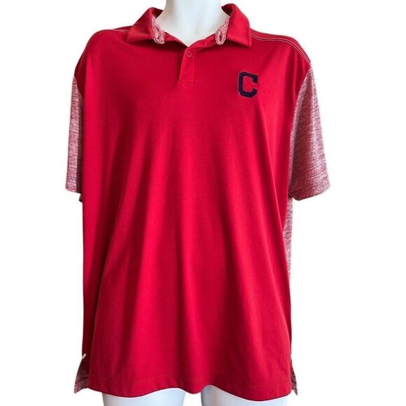 Mens XL Cleveland Guardians Embroidered C Logo Red Golf Polo Shirt Columbia - Picture 1 of 6